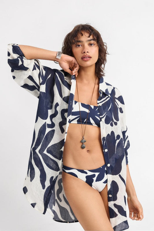 Playa Leinenbluse Night Flower
