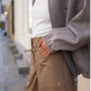 Bermudashorts mit Ledergürtel Dunkelsand