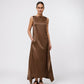 Kleid aus Seidenorganza Braun