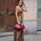 Alberta Ferretti Organza-Kleid mit Leopardenmuster im getragenen Styling