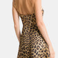 Langes Kleid aus Organza mit Leopardenmuster