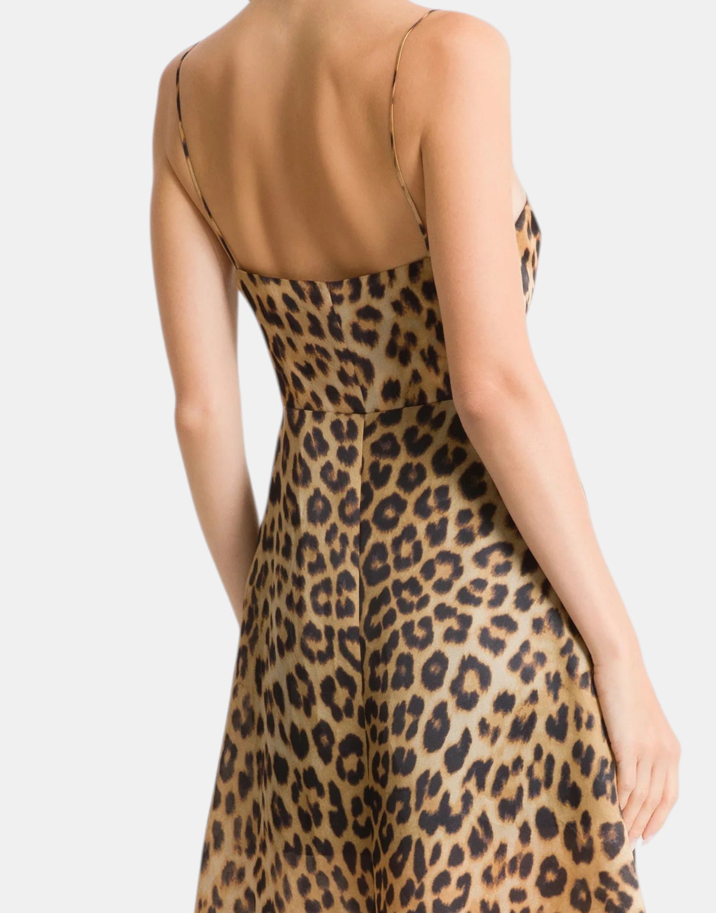Langes Kleid aus Organza mit Leopardenmuster