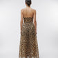 Langes Kleid aus Organza mit Leopardenmuster