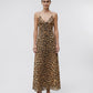 Langes Kleid aus Organza mit Leopardenmuster