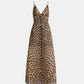 Langes Kleid aus Organza mit Leopardenmuster