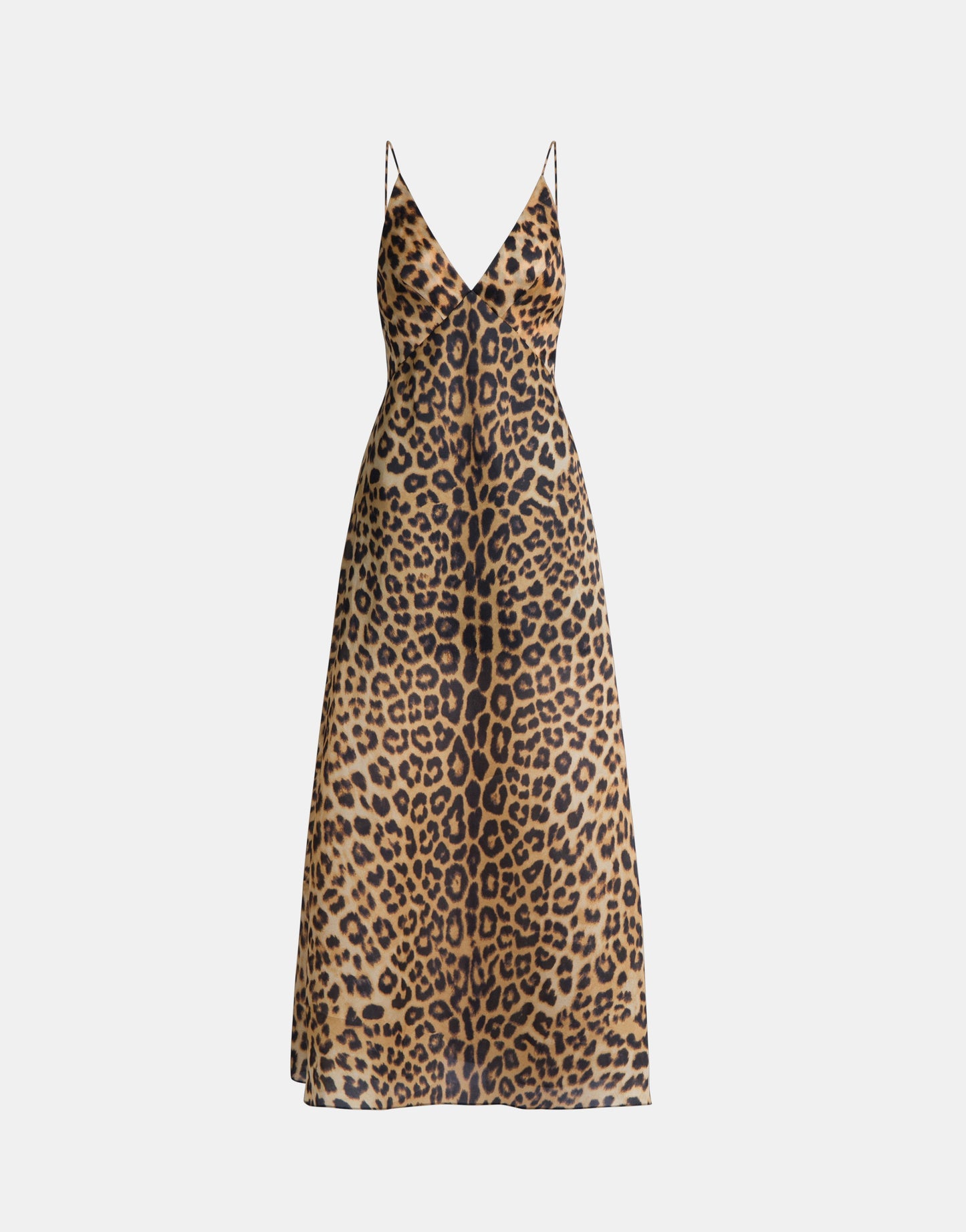 Langes Kleid aus Organza mit Leopardenmuster