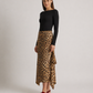 Langer Seidenrock mit Leopardenmuster