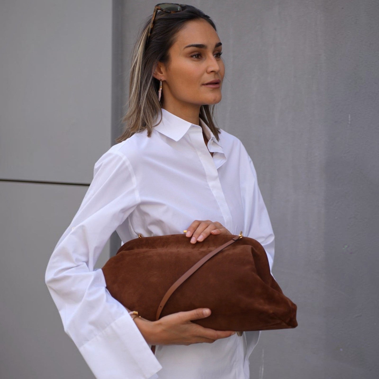 Maxi Pouch Wildleder Braun