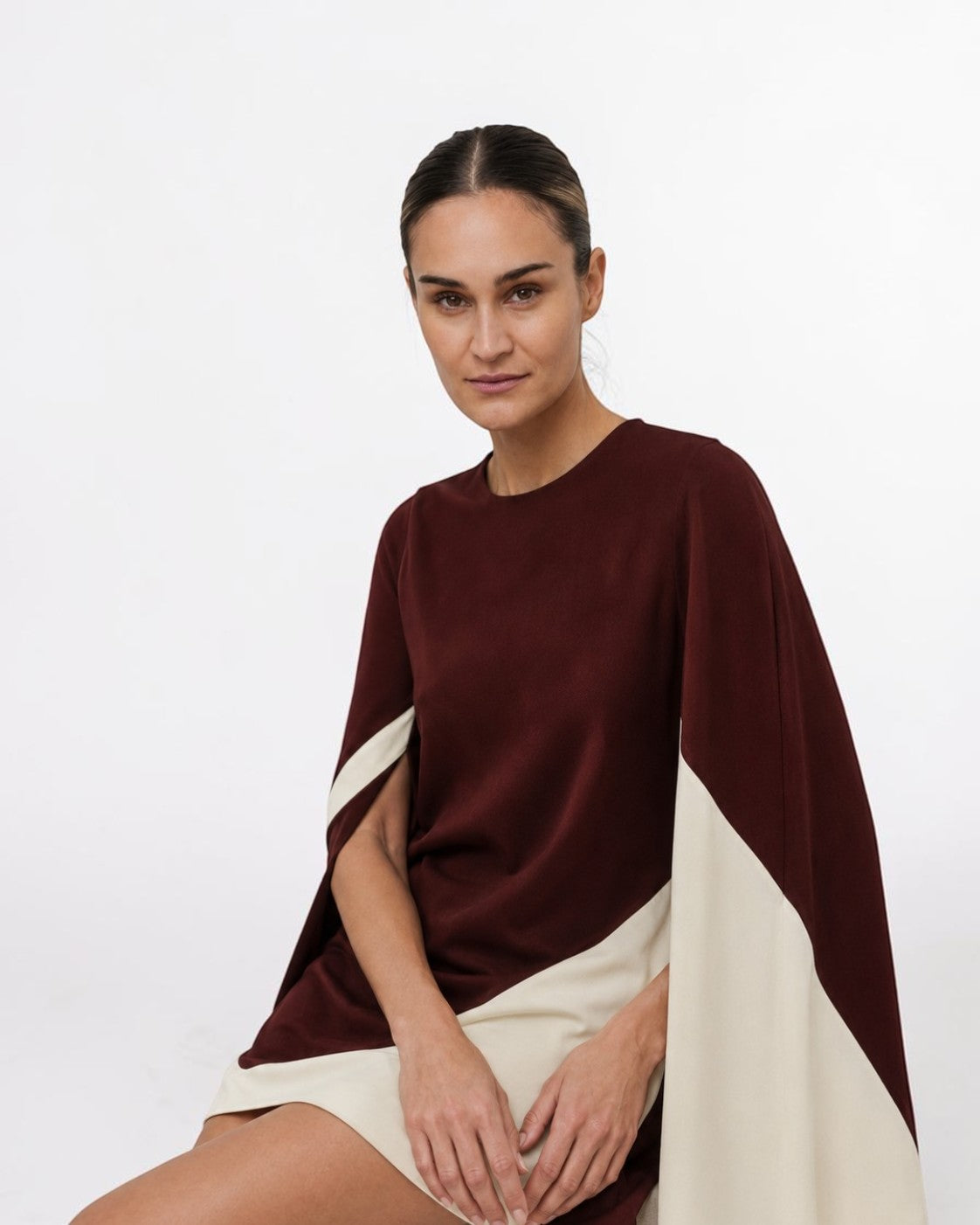 Kurzes Kleid Braun Weiß