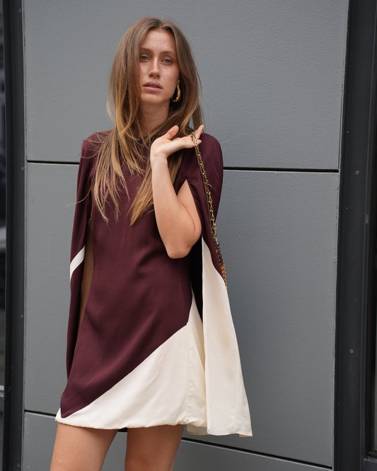 Kurzes Kleid Braun Weiß