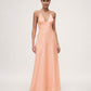 Alberta Ferretti Open-back Kleid aus Seide in Apricot von vorne getragen