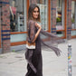 Alberta Ferretti Top mit Chiffonärmeln in Dunkelbraun im getragenen Styling