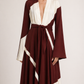 Langes Kleid Braun Weiß