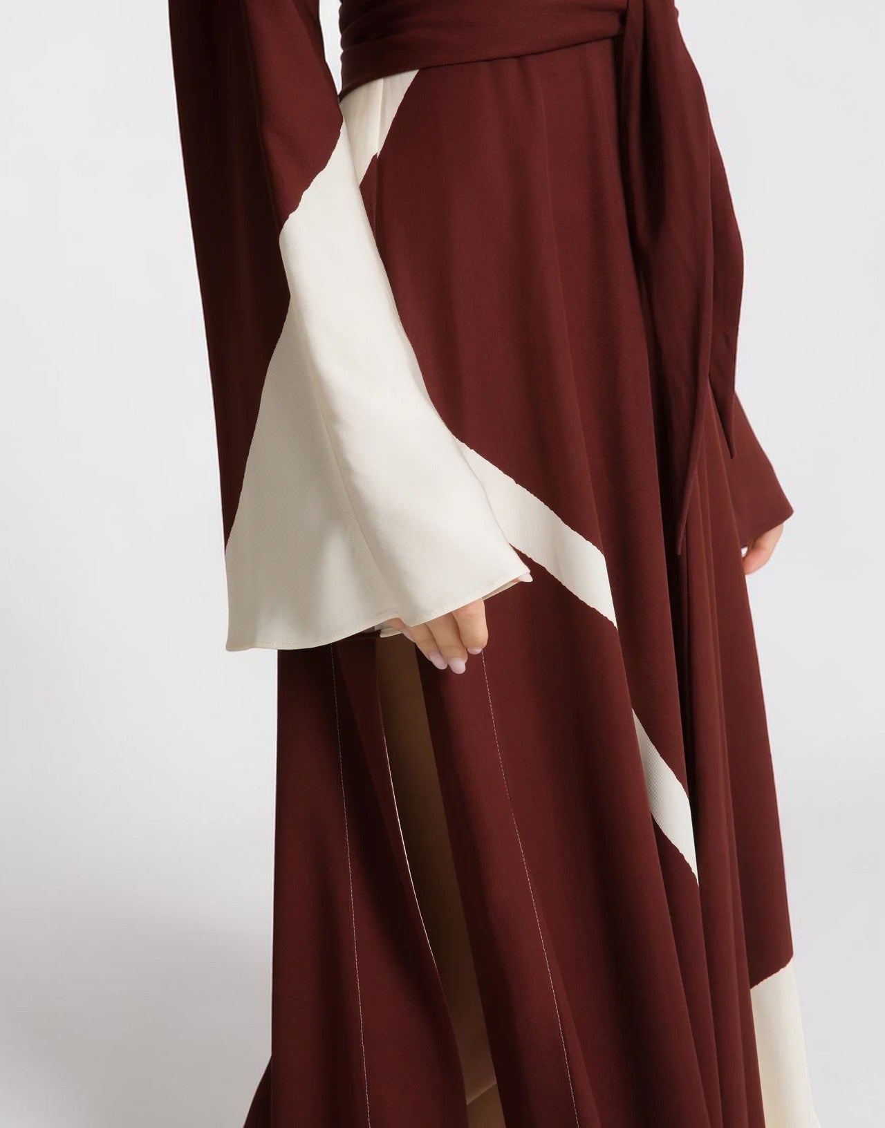 Langes Kleid Braun Weiß