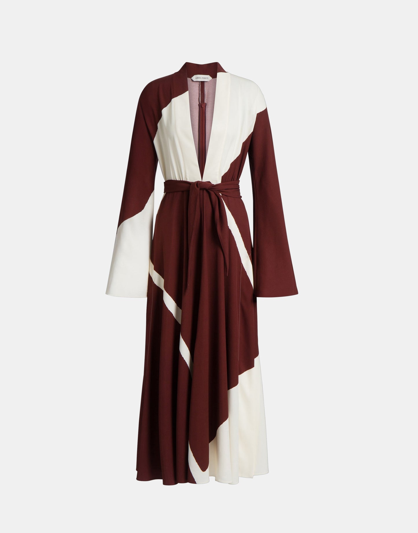 Langes Kleid Braun Weiß