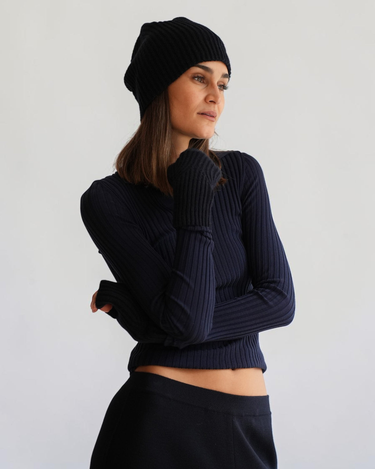 Cashmere-Stulpen Dunkelblau