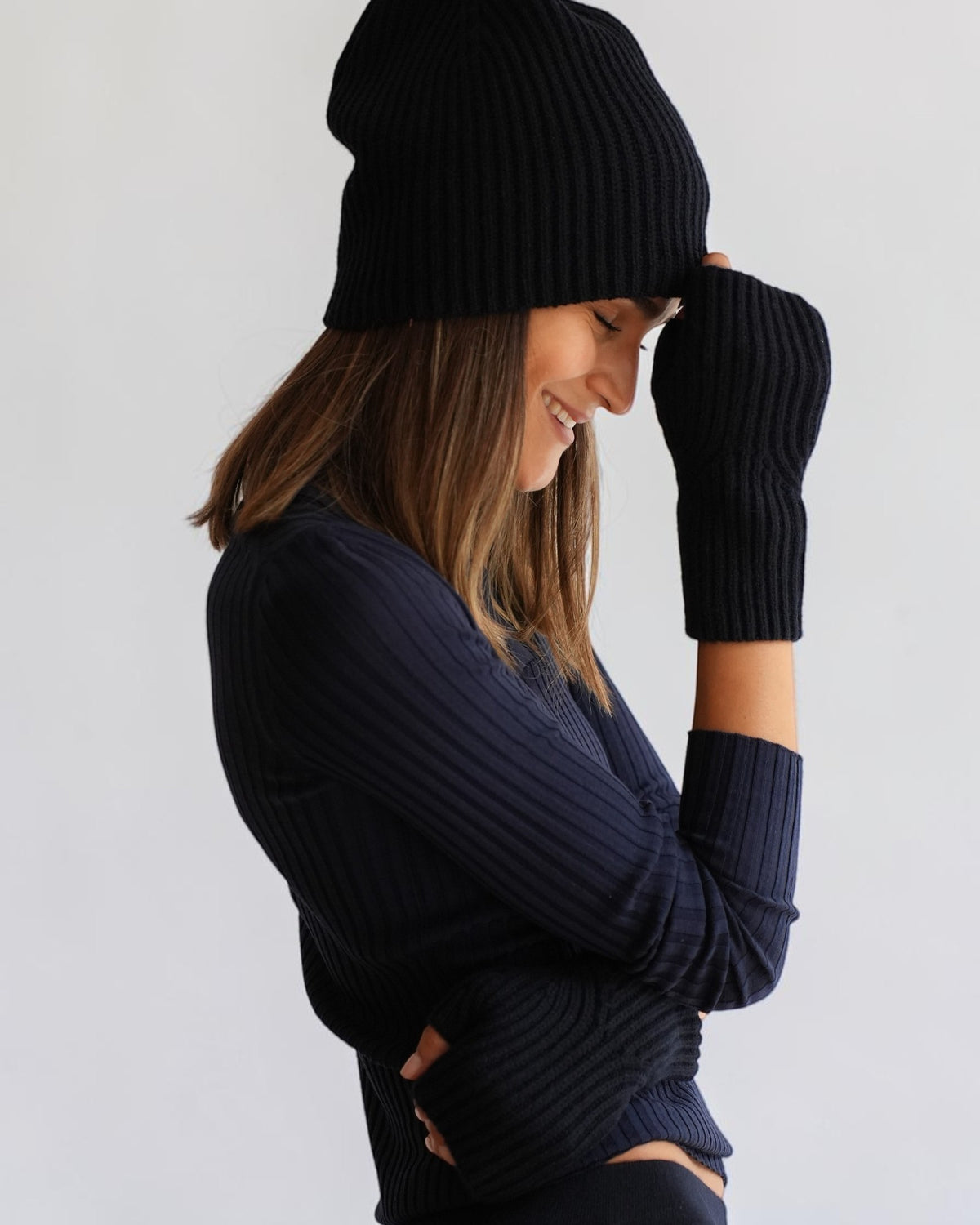 Cashmere-Stulpen Dunkelblau