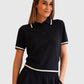 Allude Polo Shirt Navy Cashmere von vorne getragen