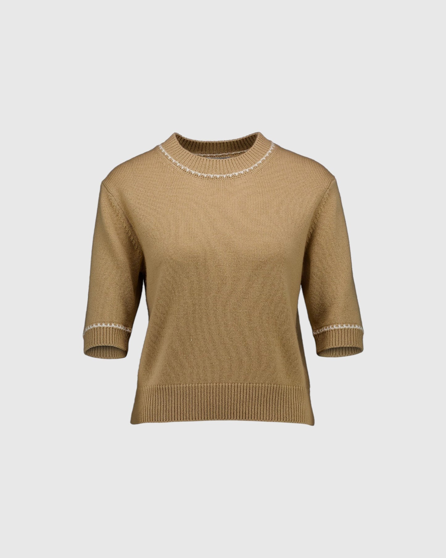 Kurzarm-Pullover Camel Weiß
