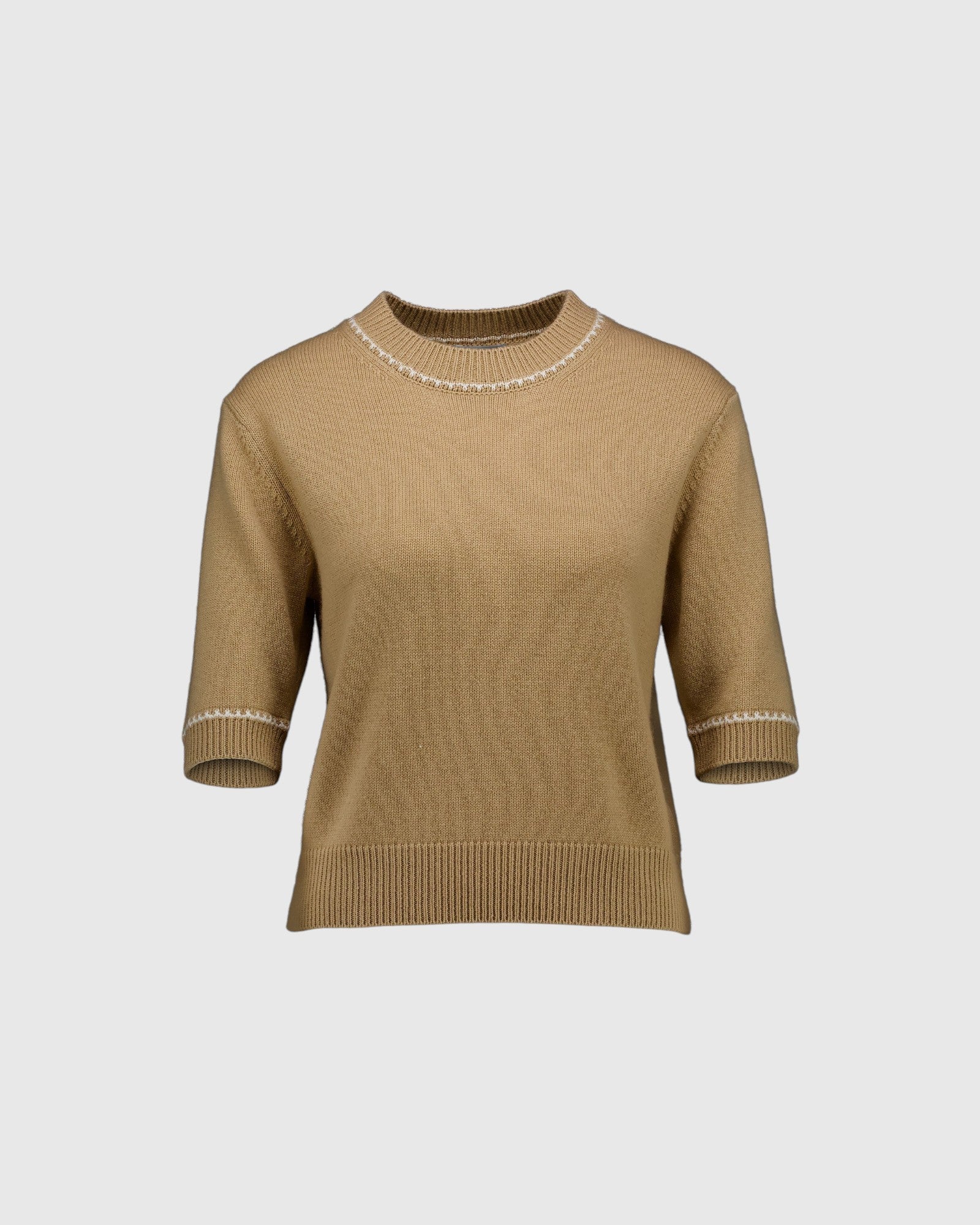 Kurzarm-Pullover Camel Weiß