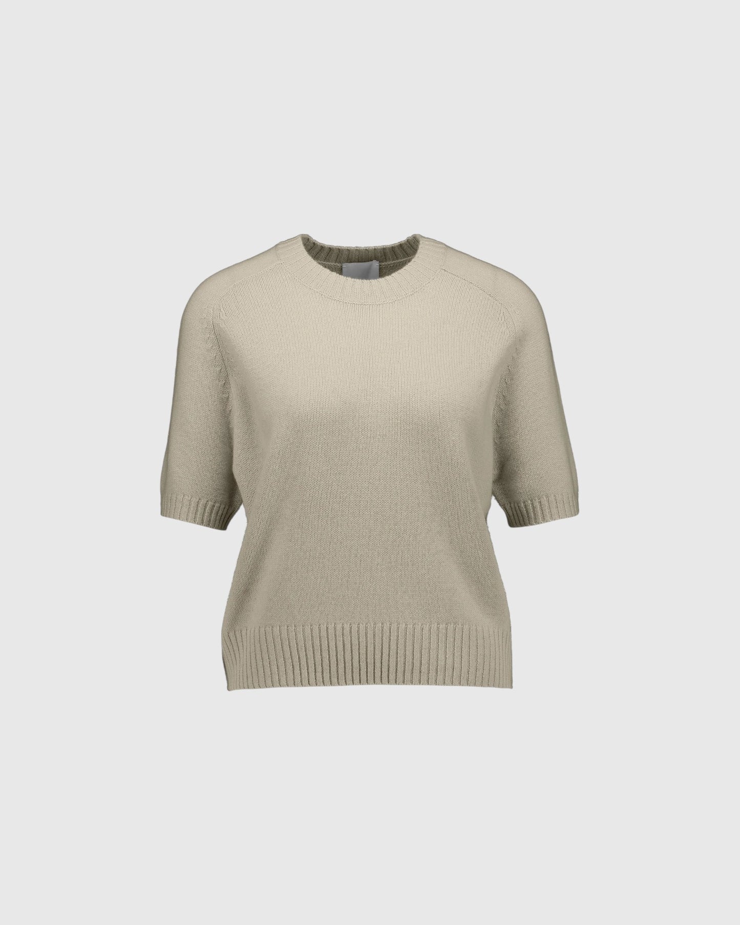 Cashmerepullover Kurzarm Beige