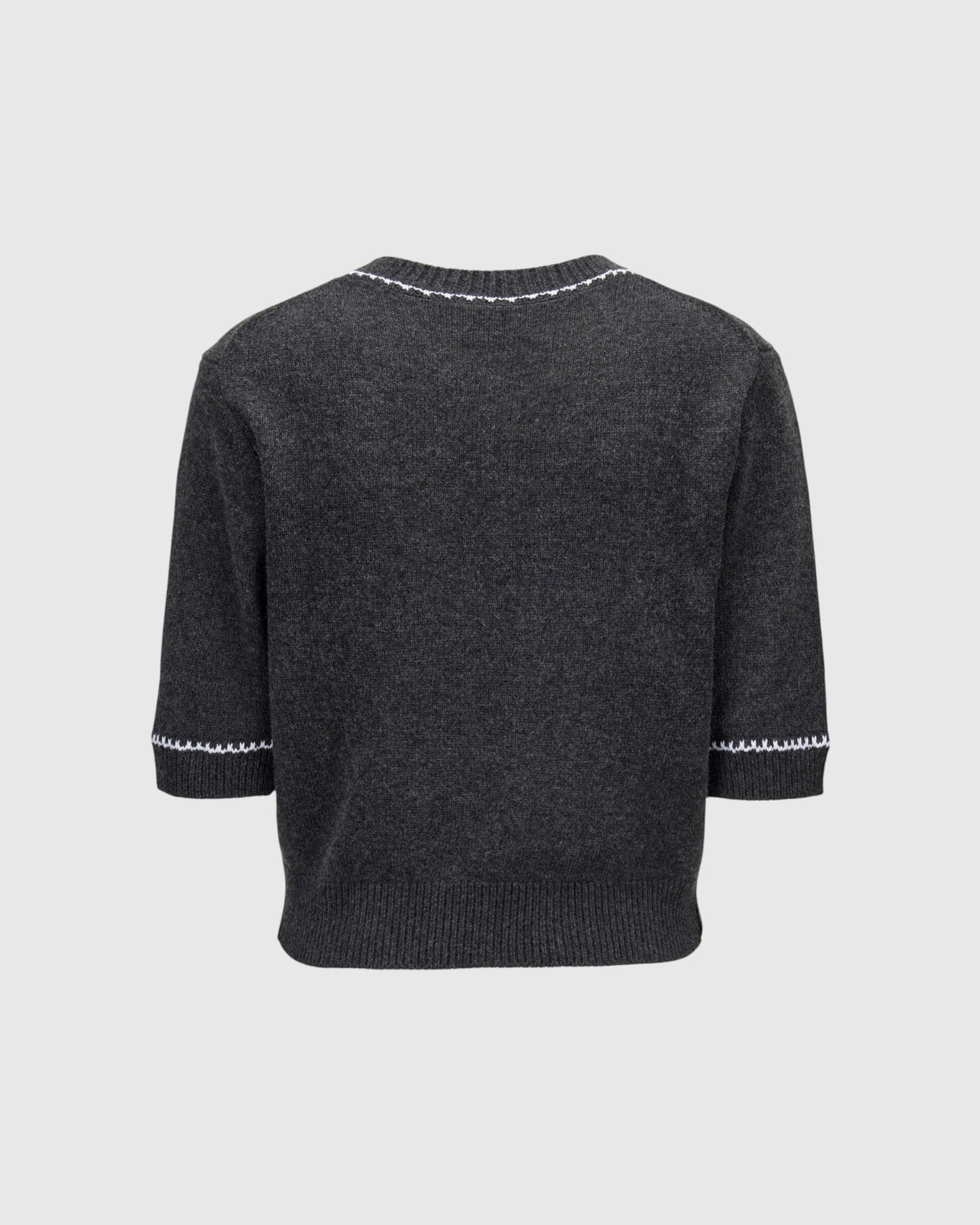 Kurzarm-Pullover Grau Weiß