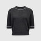 Kurzarm-Pullover Grau Weiß