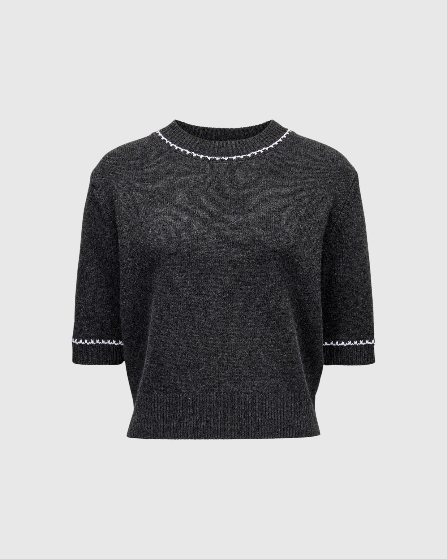 Kurzarm-Pullover Grau Weiß