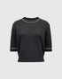Allude Kurzarm-Pullover in Grau Weiß als Freisteller