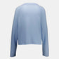 Allude Cashmerepullover mit V-Ausschnitt Hellblau als Freisteller von hinten
