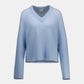 Allude Cashmerepullover mit V-Ausschnitt Hellblau als Freisteller von vorne