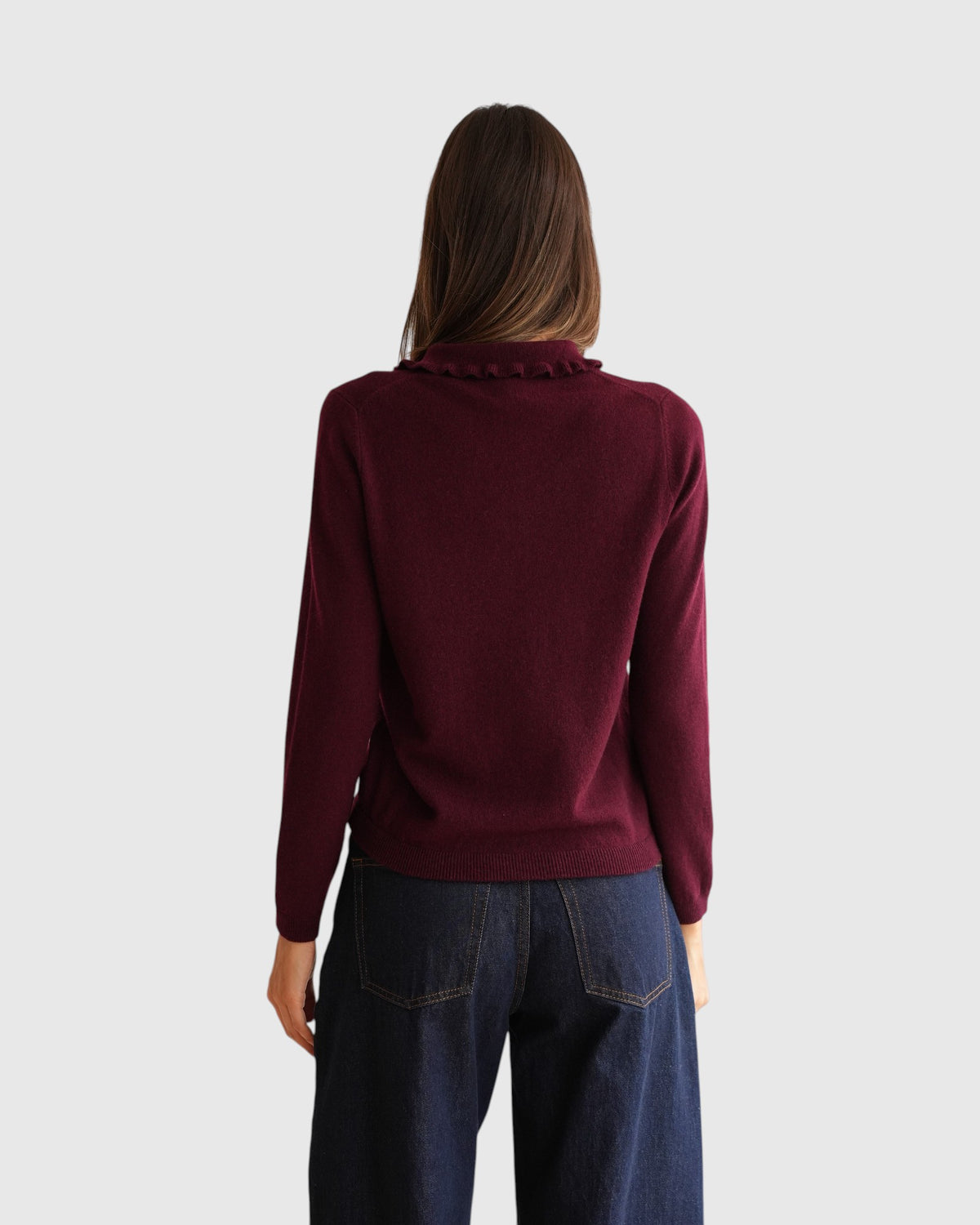 Polo-Pullover mit Rüschen Burgundy