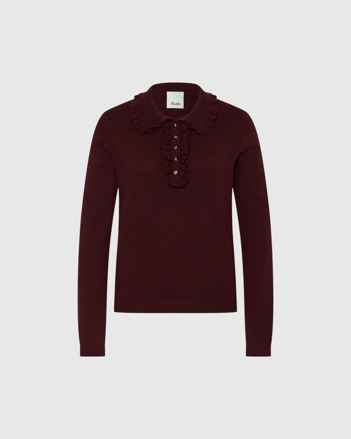 Polo-Pullover mit Rüschen Burgundy
