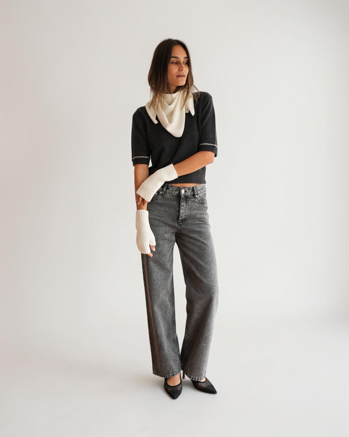 Cashmere-Stulpen Wollweiß
