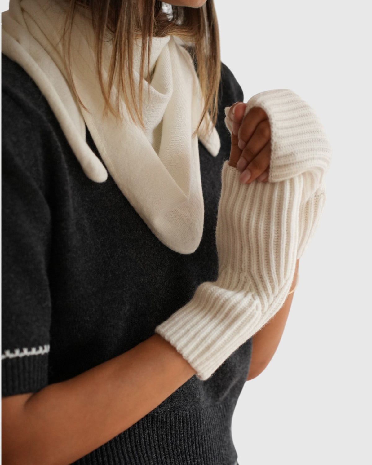 Cashmere-Stulpen Wollweiß