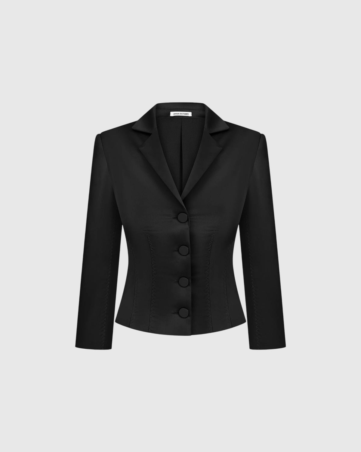 Taillierte Satinjacke Schwarz