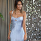 Detail des Anna October Tulip Kleids in Hellblau mit geformtem Bustier