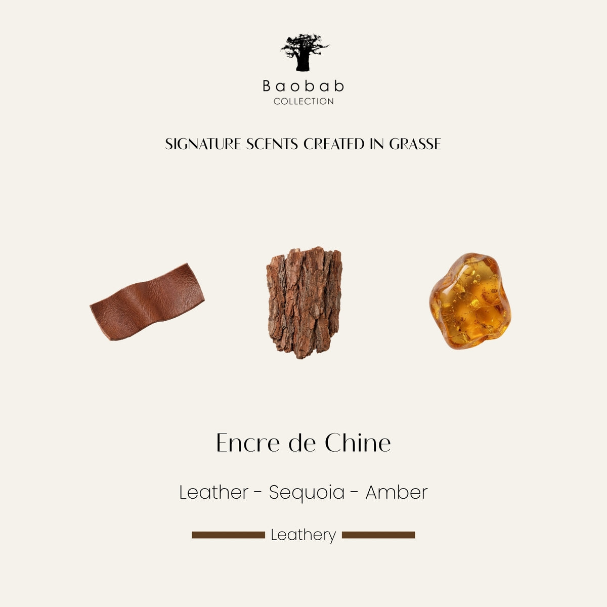 Baobab Collection Encre de Chine Duftkarte mit Leder, Sequoia und Amber