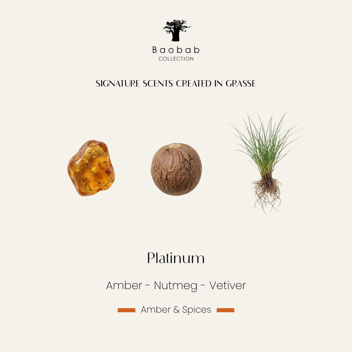 Baobab Collection Platinum Duftkarte mit Amber, Muskatnuss und Vetiver