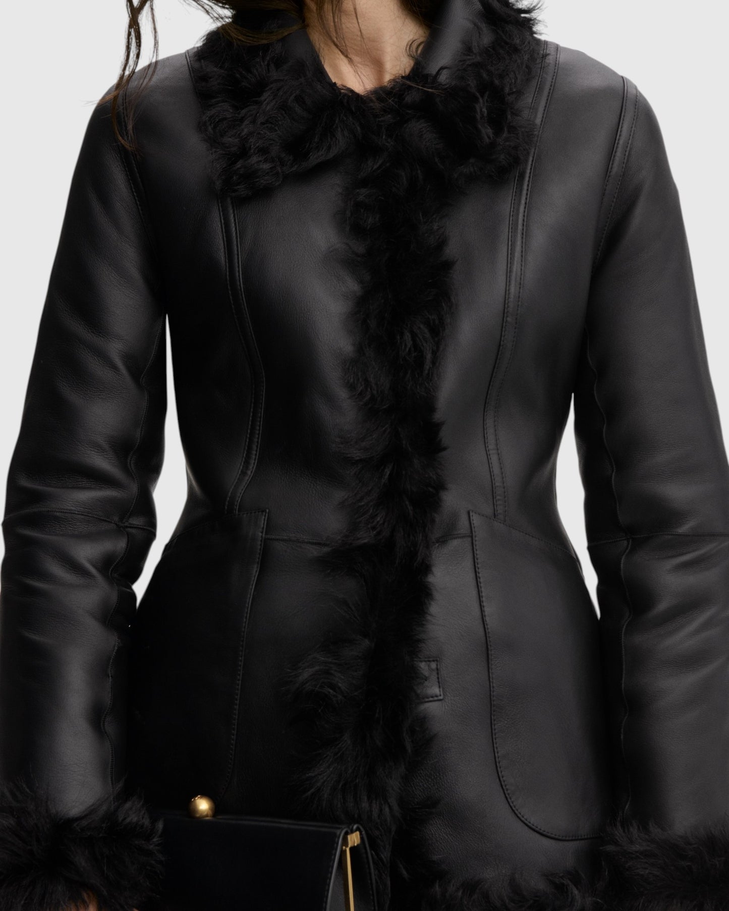 Adeline Shearling-Jacke Schwarz