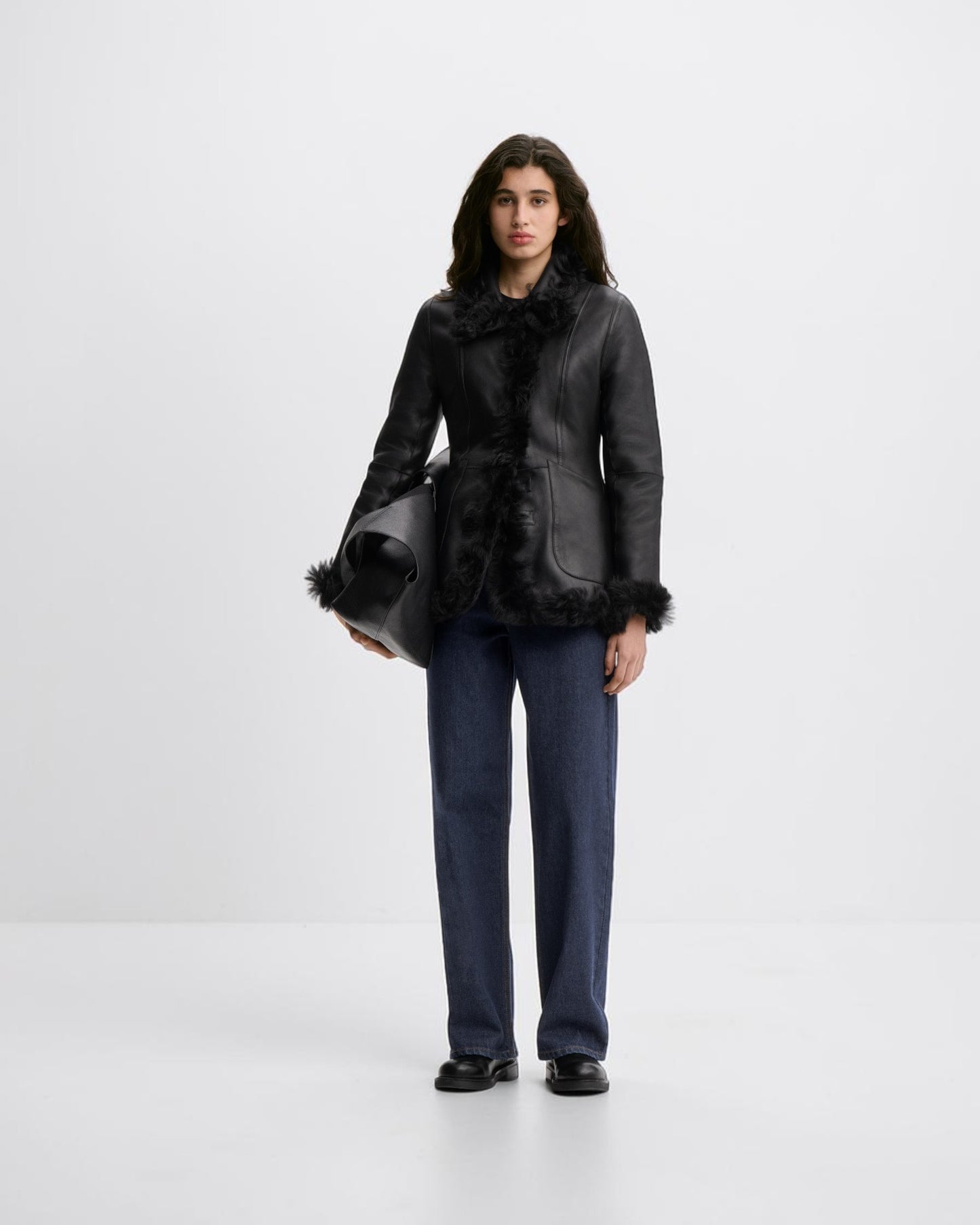 Adeline Shearling-Jacke Schwarz