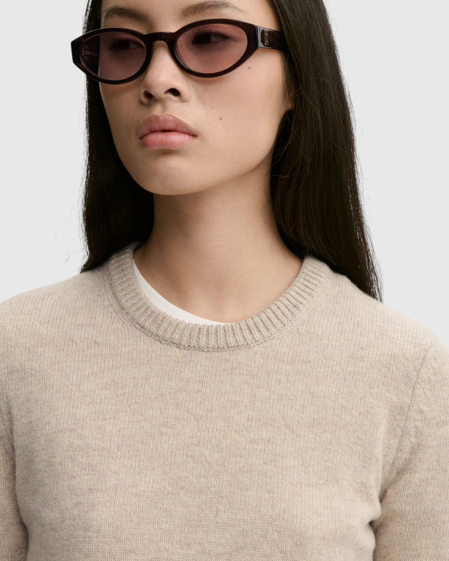 Verkürzter Wollpullover Beige