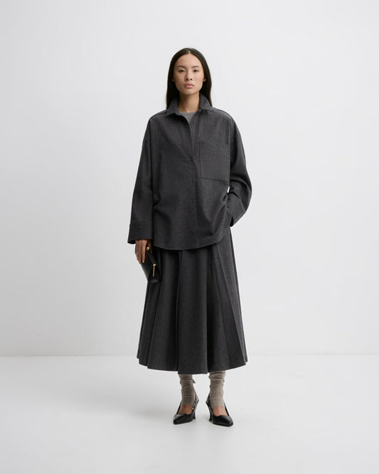 By Malene Birger Maxirock aus Flanell in Dunkelgrau von vorne getragen