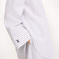 Detail der By Malene Birger Hemdbluse Black White Mix Stripe im getragenen Styling