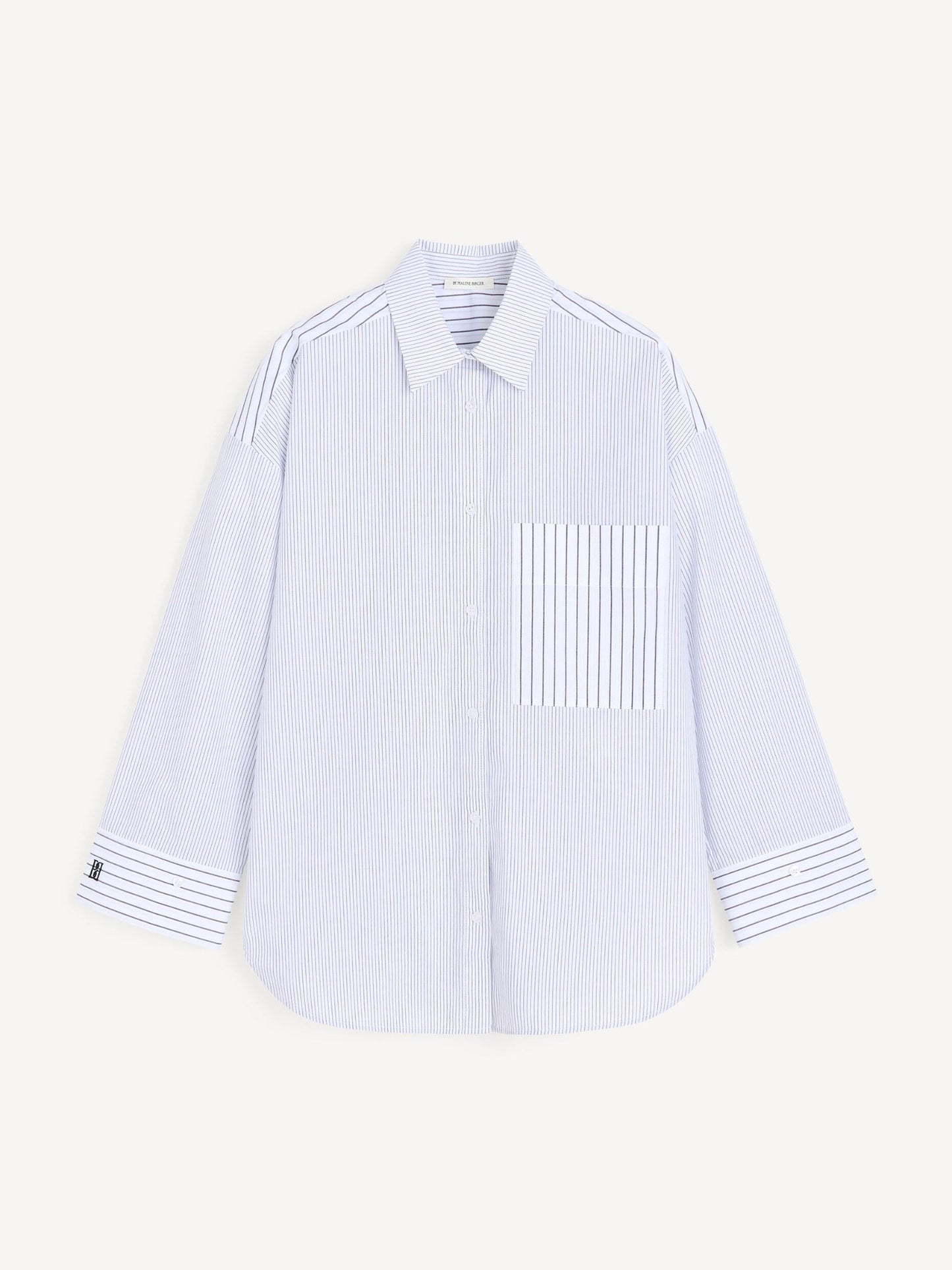 By Malene Birger Hemdbluse Black White Mix Stripe als Freisteller