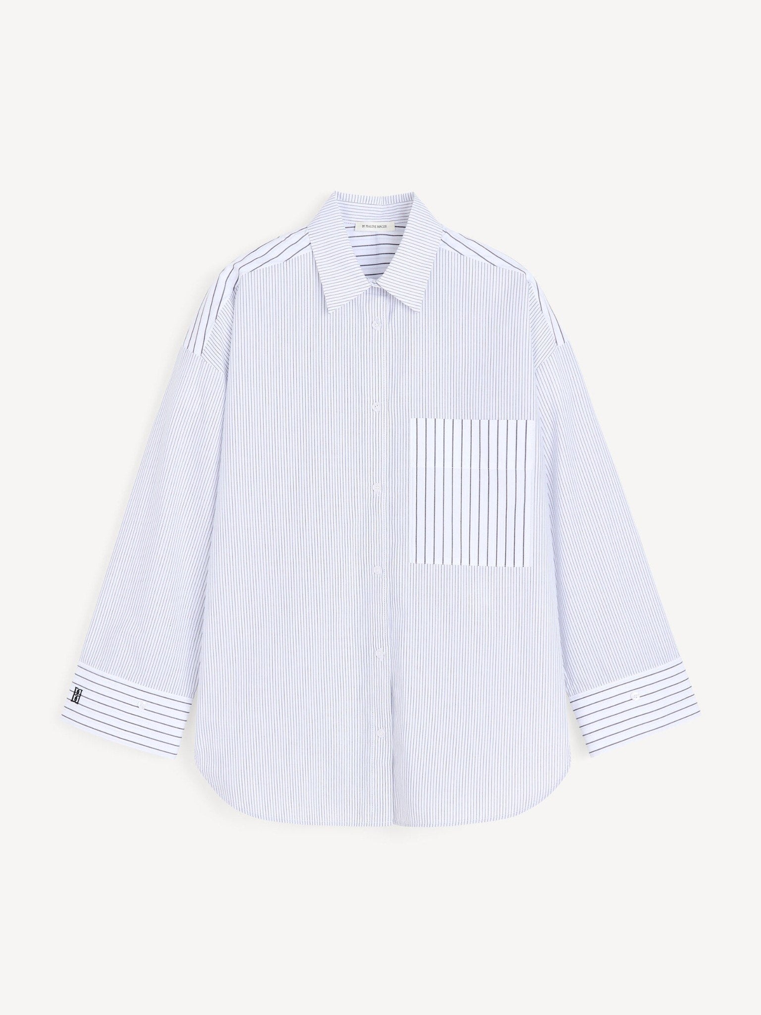 By Malene Birger Hemdbluse Black White Mix Stripe als Freisteller