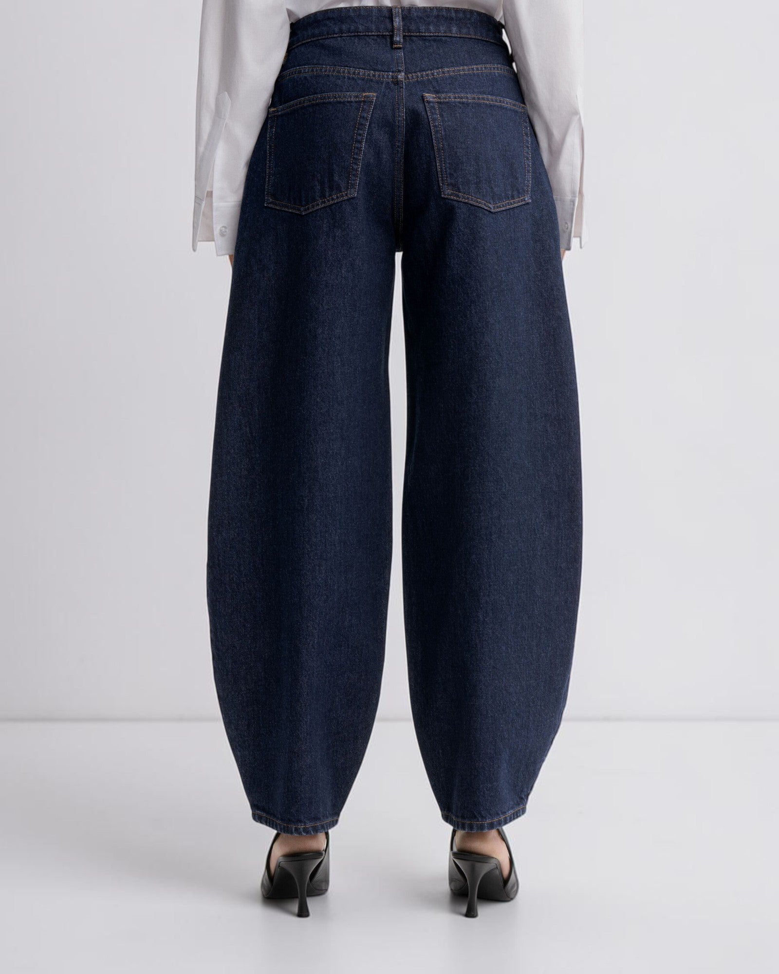 Barrel-Jeans Dunkelblau