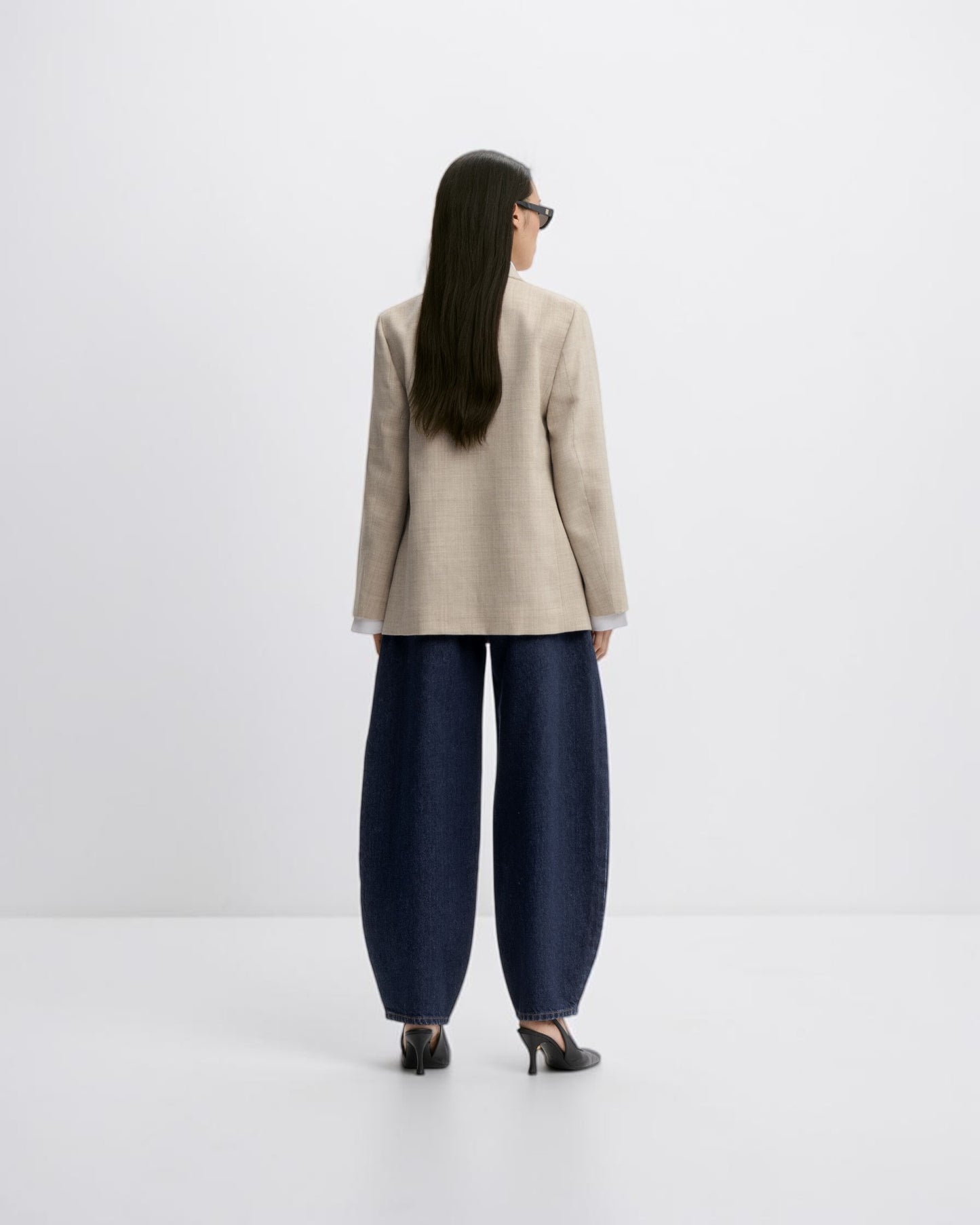 Barrel-Jeans Dunkelblau