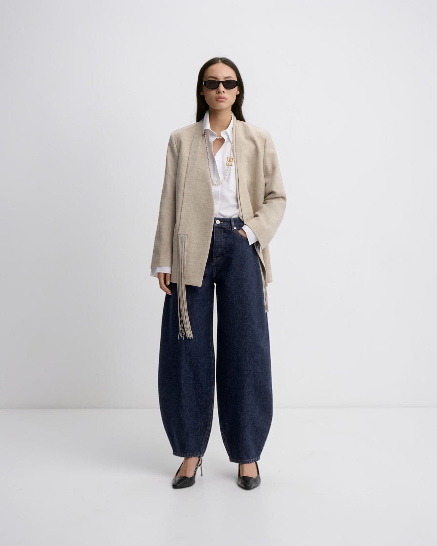 Barrel-Jeans Dunkelblau