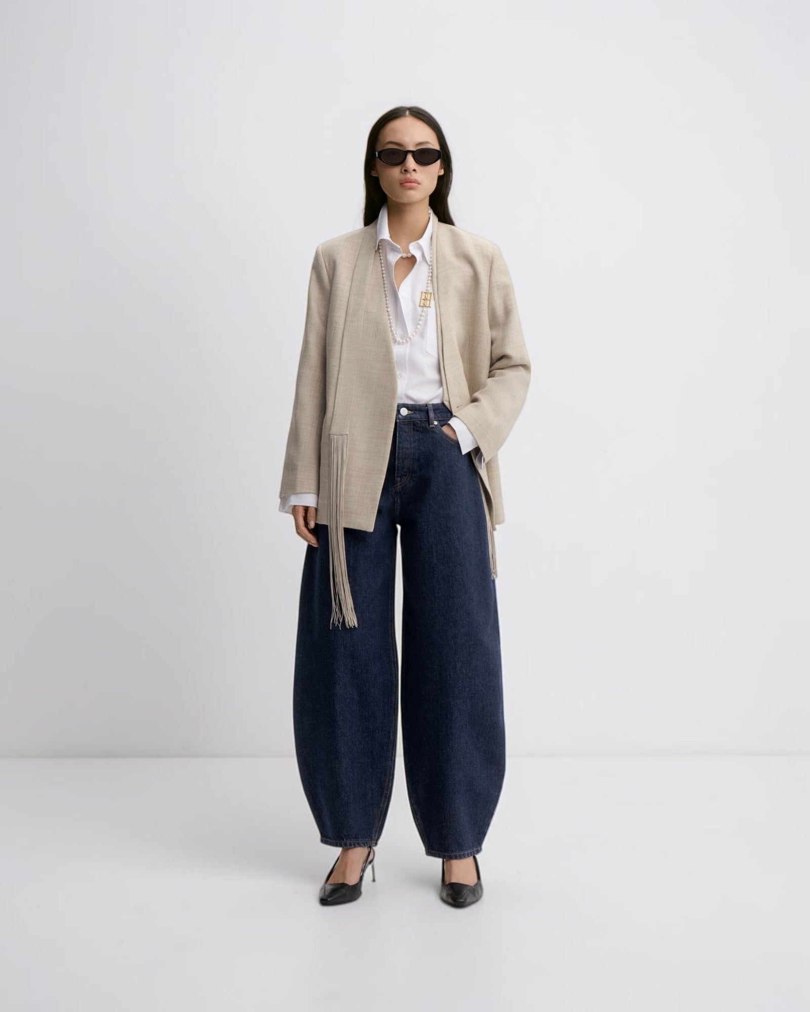 Barrel-Jeans Dunkelblau